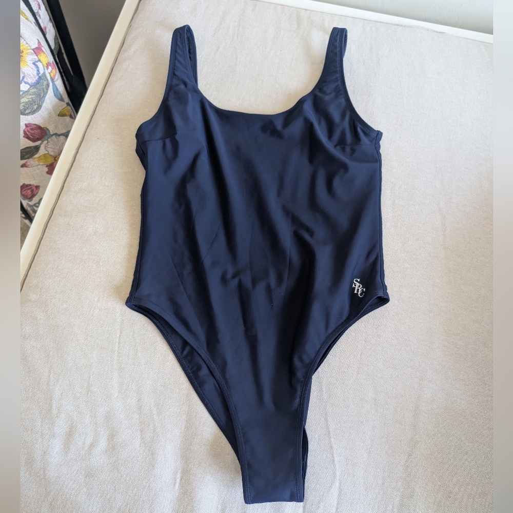Sporty & Rich Dark Blue Carla One Piece Swimsuit Medium